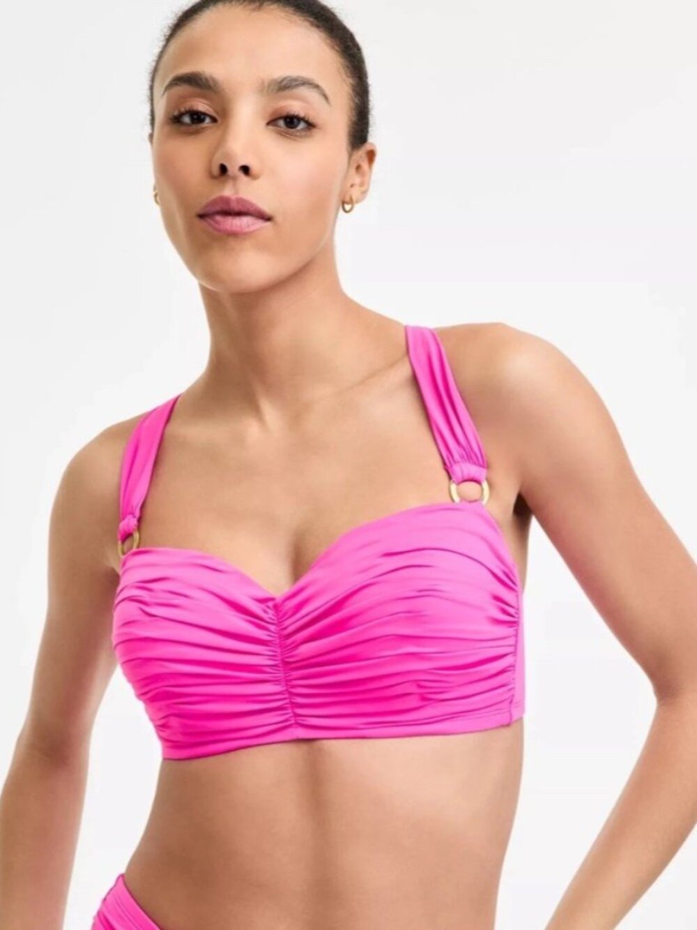 NWT Bleu by Rod Beattie Women's Key Item Shirred Bikini Top Dahlia 38DD